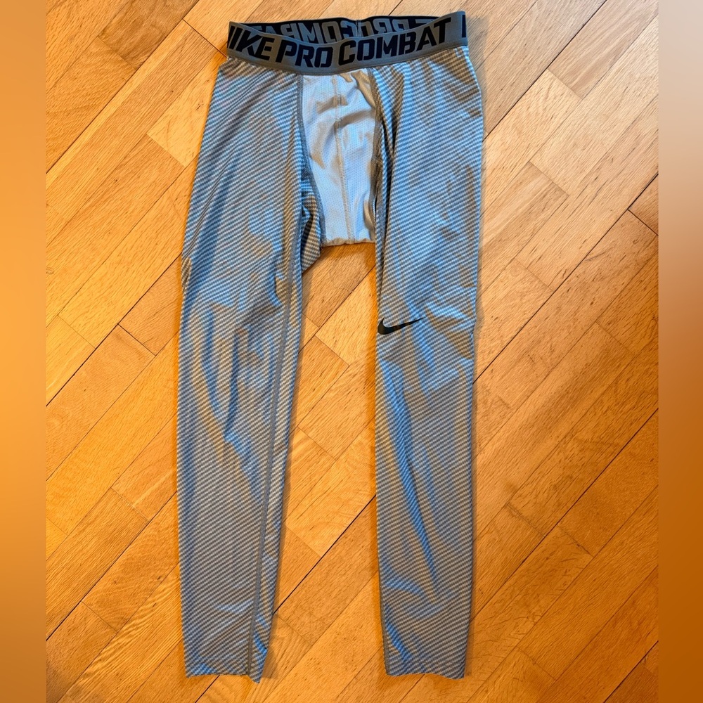 Nike Pro Combat Striped Gray Compression Leggings
